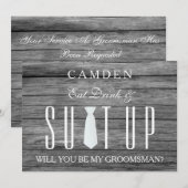 Wood Background Suitup Ik ben m'n groomsman Kaart (Voorkant / Achterkant)