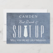 Wood Background Suitup Ik ben m'n groomsman Kaart (Voorkant)