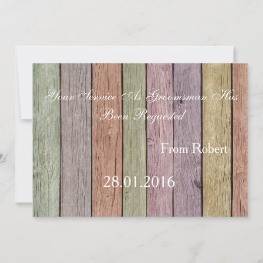 Wood Background Suitup Ik ben m'n groomsman Kaart (Achterkant)