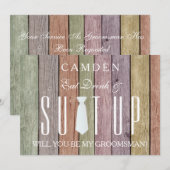 Wood Background Suitup Ik ben m'n groomsman Kaart (Voorkant / Achterkant)