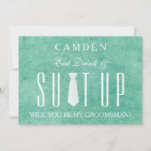 Wood Background Suitup Ik ben m'n groomsman Kaart (Voorkant)