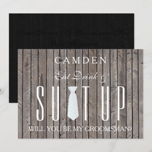 Wood Background Suitup... zal je mijn huisvrouw zi Kaart (Voorkant / Achterkant)