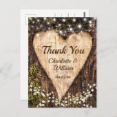 Wood Bark Heart Baby Breath Weddenschap Bedankt Briefkaart (Voorkant / Achterkant)
