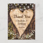 Wood Bark Heart Baby Breath Weddenschap Bedankt Briefkaart (Voorkant)