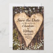 Wood Bark Heart Baby Breath Wedding Save the Date (Voorkant)