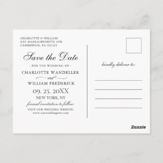 Wood Bark Heart Baby Breath Wedding Save the Date Briefkaart (Achterkant)