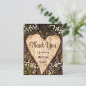 Wood Bark Heart Rustic Wedding Bedankt Briefkaart (Staand voorkant)