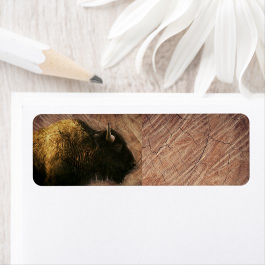Wood Bison Buffalo Etiket (Insitu)