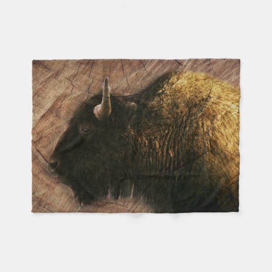 Wood Bison Buffalo Fleece Deken (Voorkant (Horizontaal))