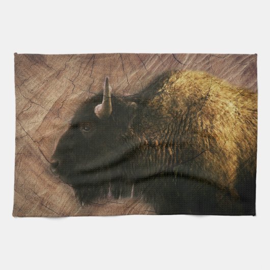 Wood Bison Buffalo Theedoek (Horizontaal)