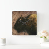 Wood Bison Buffalo Vierkante Klok (Huis)