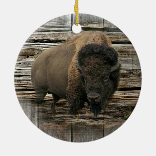 Wood Bison Keramisch Ornament (Achterkant)