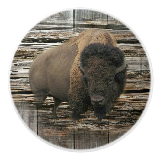Wood Bison Keramische Knop (Voorkant)