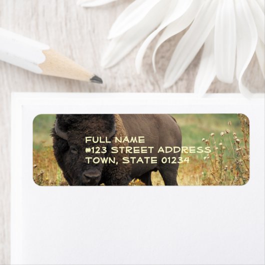 Wood Bison retouradres-etiket Etiket (Insitu)
