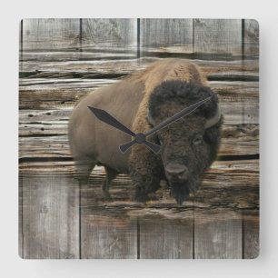 Wood Bison Vierkante Klok