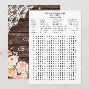 Wood Blush Peach Floral Vrijgezellenfeest Word Sea Kaart