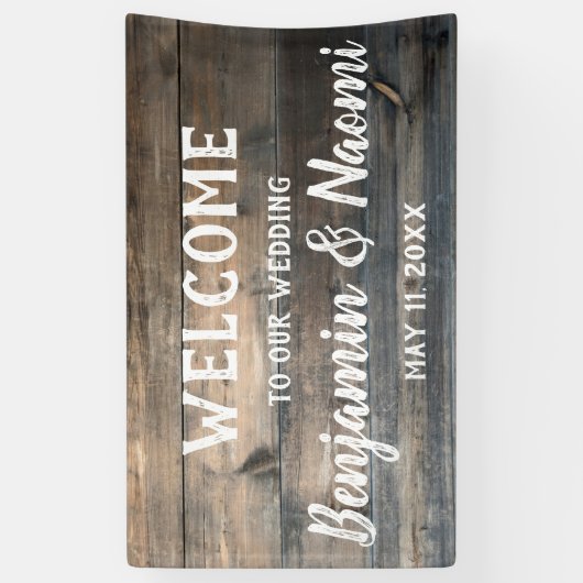 Wood Boards Weddenschap Welkomstbanner Spandoek (Verticaal)