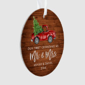 Wood Brush Script First Kerstman Truck PHOTO BACK Ornament (voorkant)