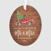 Wood Brush Script First Kerstman Truck PHOTO BACK Ornament (voorkant)