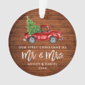 Wood Brush Script First Kerstman Truck PHOTO BACK Ornament (voorkant)