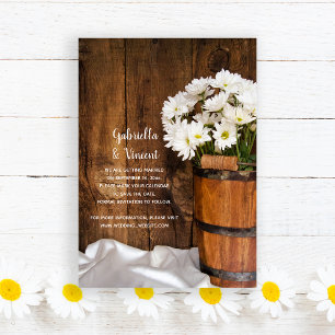 Wood Bucket Daisies Country Wedding Save the Date