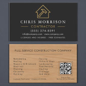 Wood Building Construction Black Gold QR Code Visitekaartje