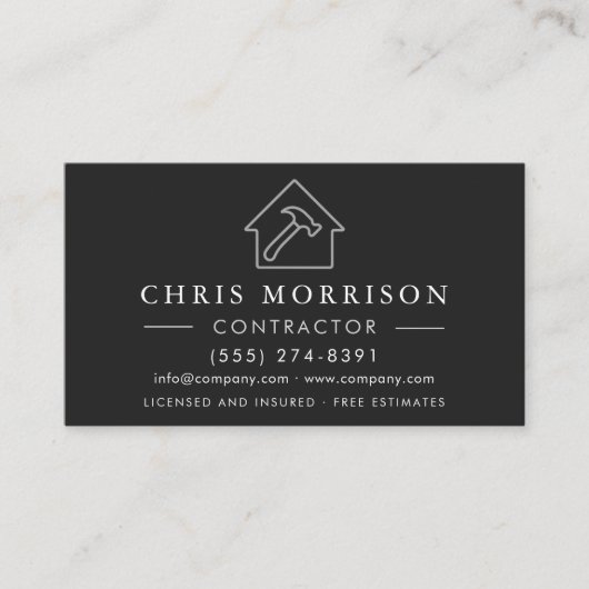 Wood Building Construction Black Silver QR Code Visitekaartje (Voorkant)