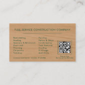 Wood Building Construction Green Gold QR Code Visitekaartje (Achterkant)
