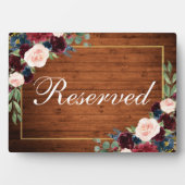 Wood Burgundy Blue Wedding Gereserveerd 5x7 Tabel Fotoplaat (voorkant)