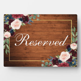 Wood Burgundy Blue Wedding Gereserveerd 5x7 Tabel Fotoplaat