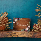 Wood Burgundy Blue Wedding Gereserveerd 5x7 Tabel Fotoplaat (Zijkant)