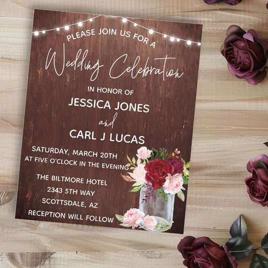 Wood Burgundy Blush roze roze roze roze roze rozen Flyer