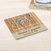 Wood Burlap Dank je bruiloft Kartonnen Onderzetters (Schuin)