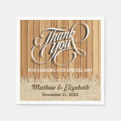 Wood Burlap Dank u bruiloft Servetten (Voorkant)