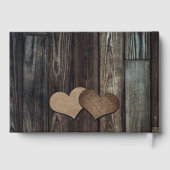 Wood Burlap Hearts String Lights Country Wedding Gastenboek (Achterkant)