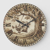 Wood Burned Swing Tree Wall Clock Grote Klok (Voorkant)