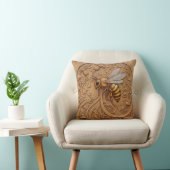 Wood carving effect Throw Cushion big bee Kussen (Stoel)