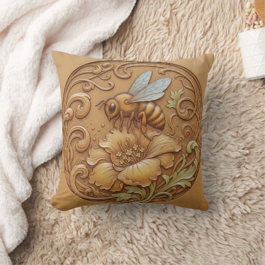 Wood carving effect Throw Cushion Kussen (Deken)