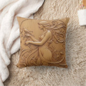 Wood carving effect Throw Cushion Kussen (Deken)