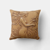 Wood carving effect Throw Cushion Kussen (Achterkant)