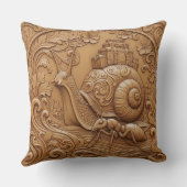 Wood carving effect Throw Cushion snail and ant Kussen (Achterkant)