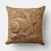 Wood carving effect Throw Cushion snail and ant Kussen (Voorkant)