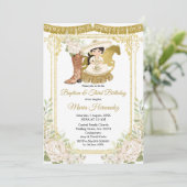 Wood Charro White Baptism & Third Birthday Kaart (Staand voorkant)