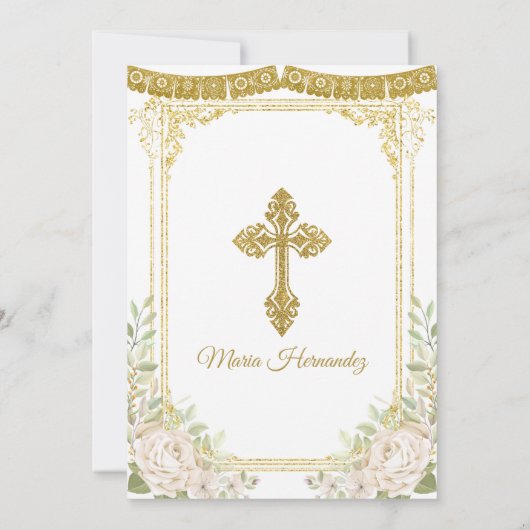 Wood Charro White Baptism & Third Birthday Kaart (Achterkant)