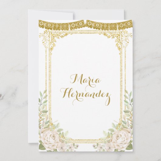 Wood Charro White Charra Quinceanera Uitnodiging (Achterkant)