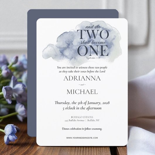 Wood Christelijk Two wordt één Waterverf blauw Kaart