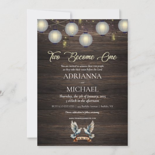 Wood Christian Religious Wedding Invitation Kaart (Voorkant)