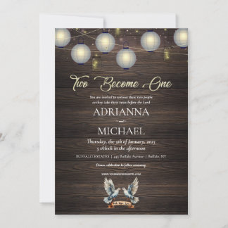 Wood Christian Religious Wedding Invitation Kaart