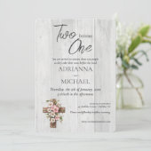 Wood Christian Two Become One Wedding Kaart (Staand voorkant)