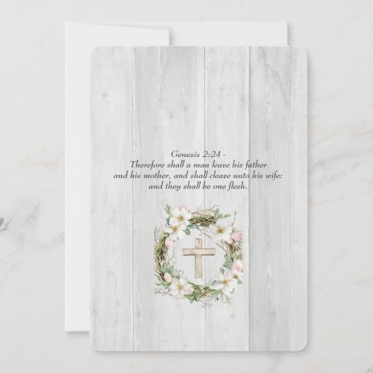 Wood Christian Two Become One Wedding Kaart (Achterkant)